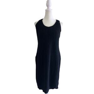 Banana Republic Knit Dress Black Sleeveless SZS Midi LBD Stretch Pullover